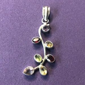 Abstract gemstone and silver pendant